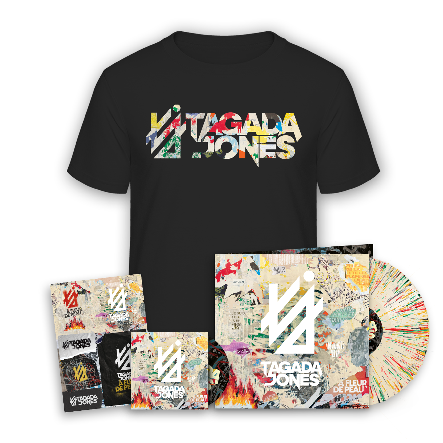 Mégapack “À fleur de peau“ Vinyle gatefold splatter numéroté + CD + T-shirt exclusif + Planche de stickers exclusive