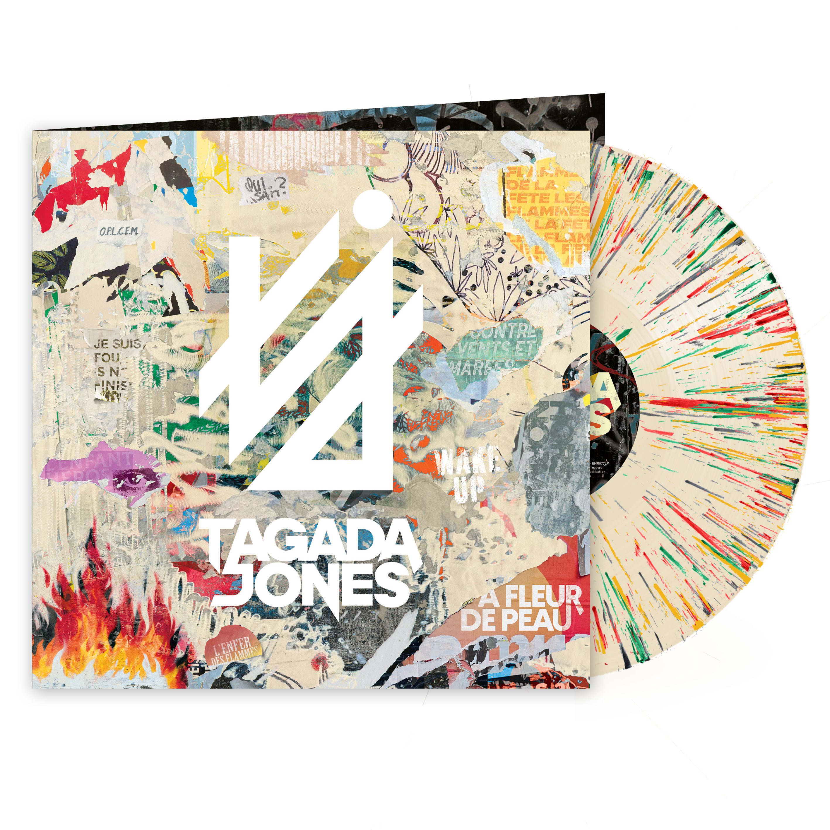 Vinyle gatefold splatter numéroté + T-shirt exclusif “À fleur de peau“ + Planche de stickers exclusive